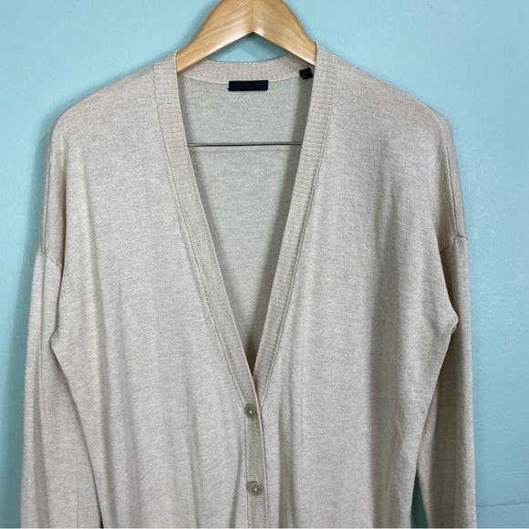 ATM Long Silk‎ Blend Cardigan Beige Sz S - Picture 3 of 9